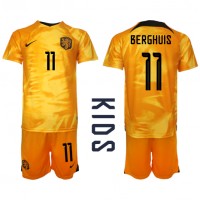 Echipament fotbal Olanda Steven Berghuis #11 Tricou Acasa Mondial 2022 pentru copii maneca scurta (+ Pantaloni scurti)